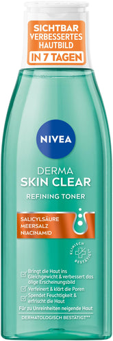 NIVEA Derma Skin Clear Refining Toner - Pore Refining Facial Toner with Salicylic Acid & Niacinamide (200 ml)