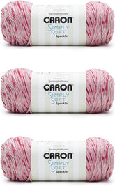 "Caron Simply Soft Lipstick Speckle Yarn (3-Pack) - Worsted Weight Acrylic Yarn for Knitting & Crochet"
