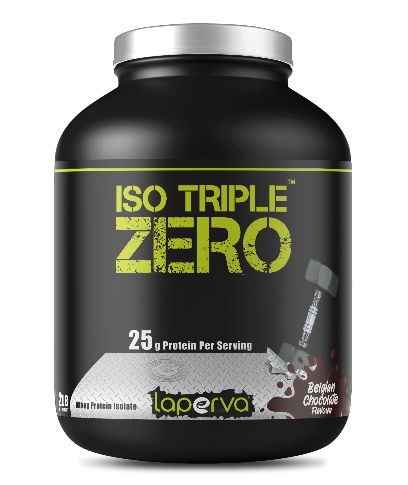 Laperva ISO TRIPLE ZERO Isolated Whey Protein - Belgian Chocolate - 28g Protein, Zero Carbs & Sugar - 2 LB