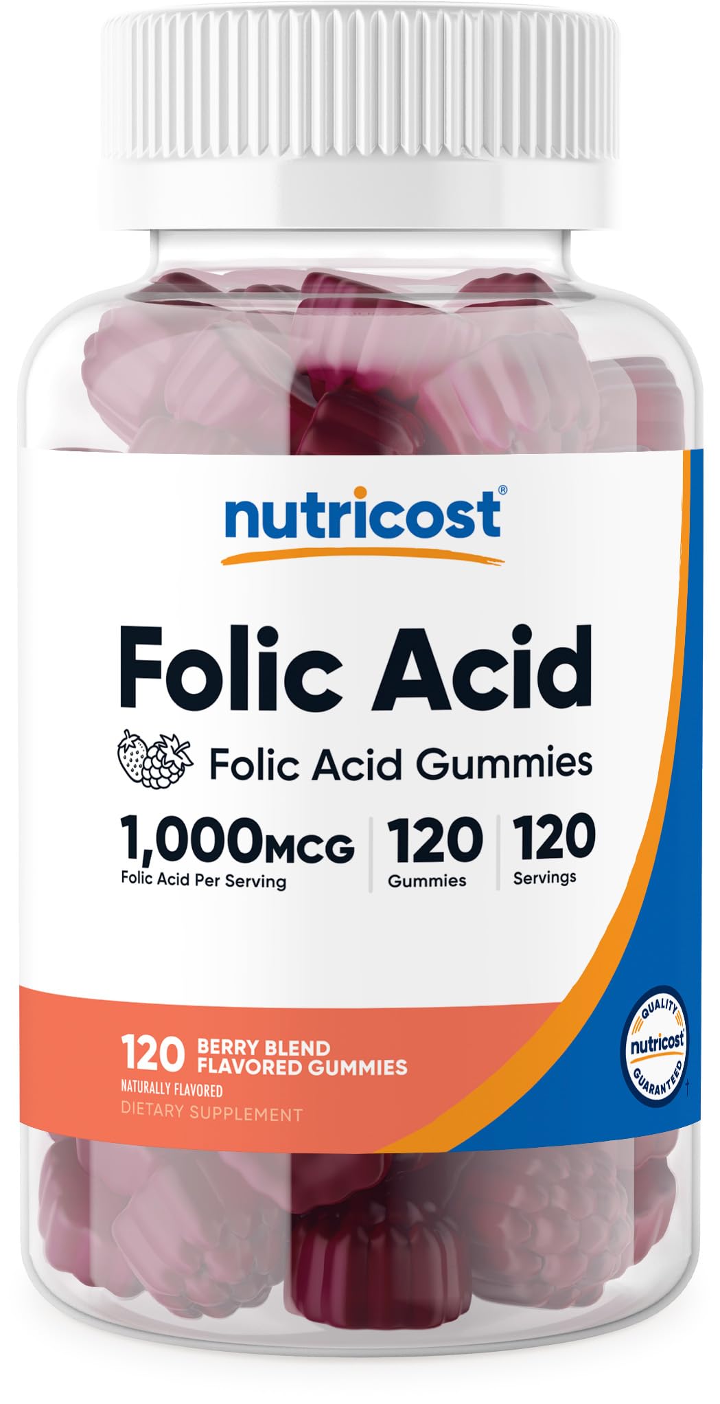 Nutricost Folic Acid Gummies - 120 Vegan Gummies, 1mg Folic Acid Per Serving