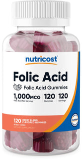 Nutricost Folic Acid Gummies - 120 Vegan Gummies, 1mg Folic Acid Per Serving