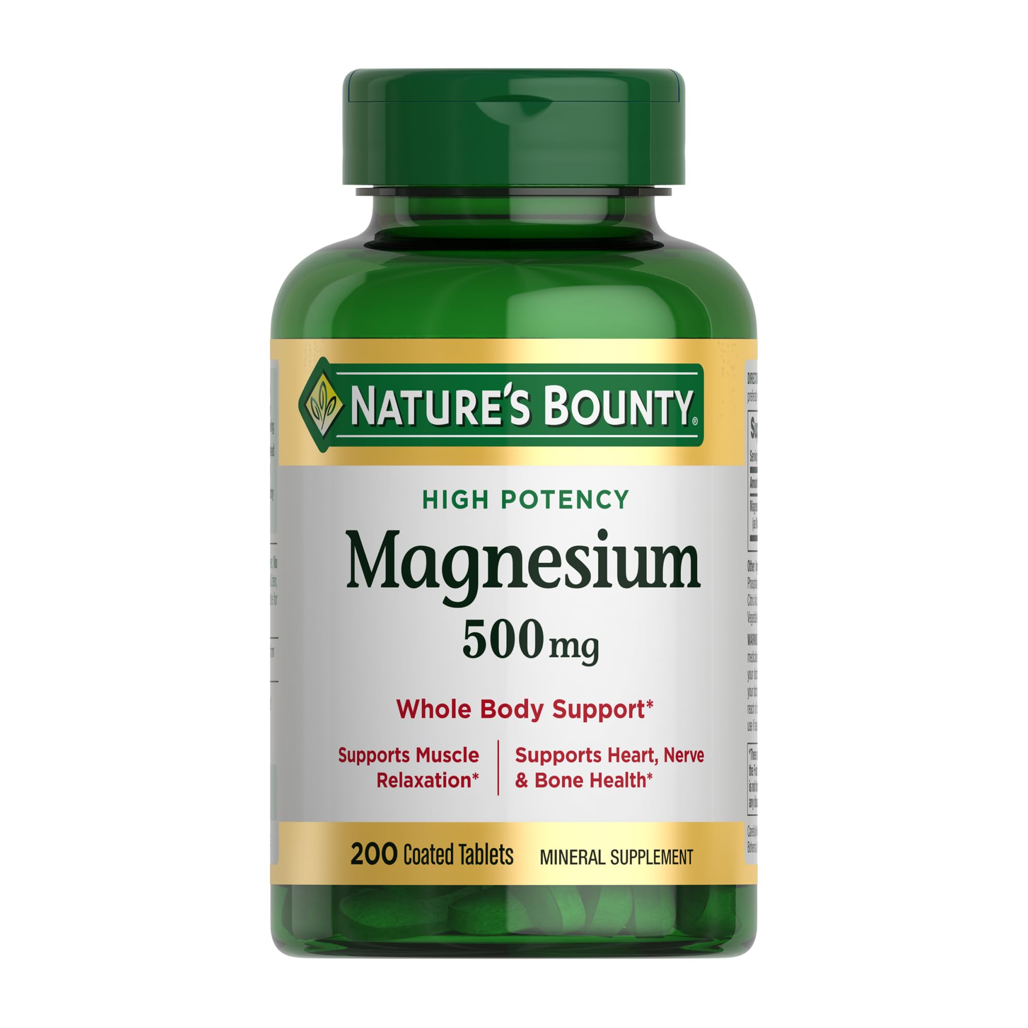 Nature's Bounty High Potency Magnesium 500 mg Tablets - 200 Count