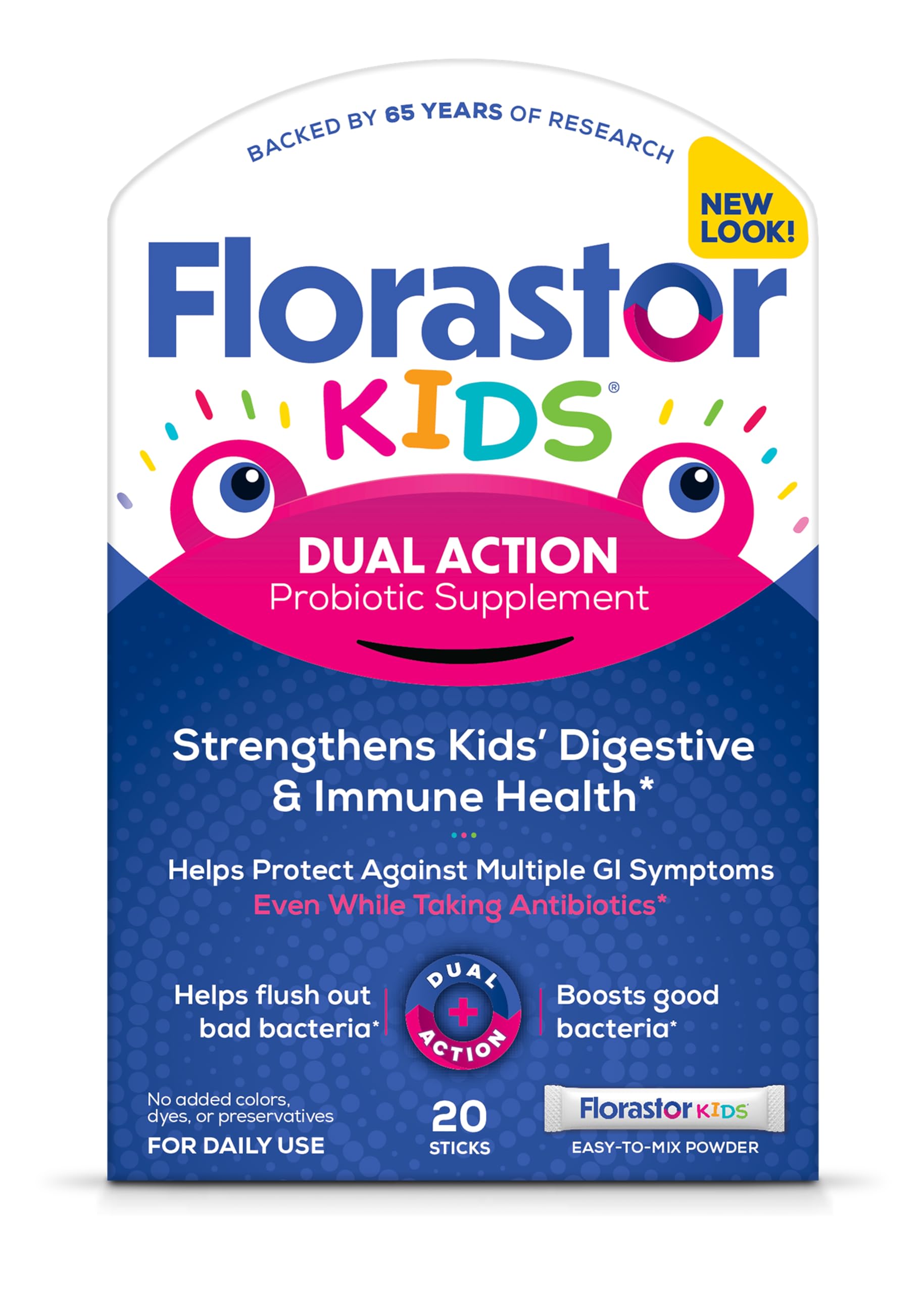 Florastor Kids Daily Probiotic Supplement - Unflavored Powder - 20 Sticks