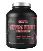 Body Builder Nitro Whey Protein Powder - 31g Whey Protein with Creatine Monohydrate, BCAA & Digestive Enzymes - Gluten-Free, No Added Sugar - Chocolate, 4 LB
