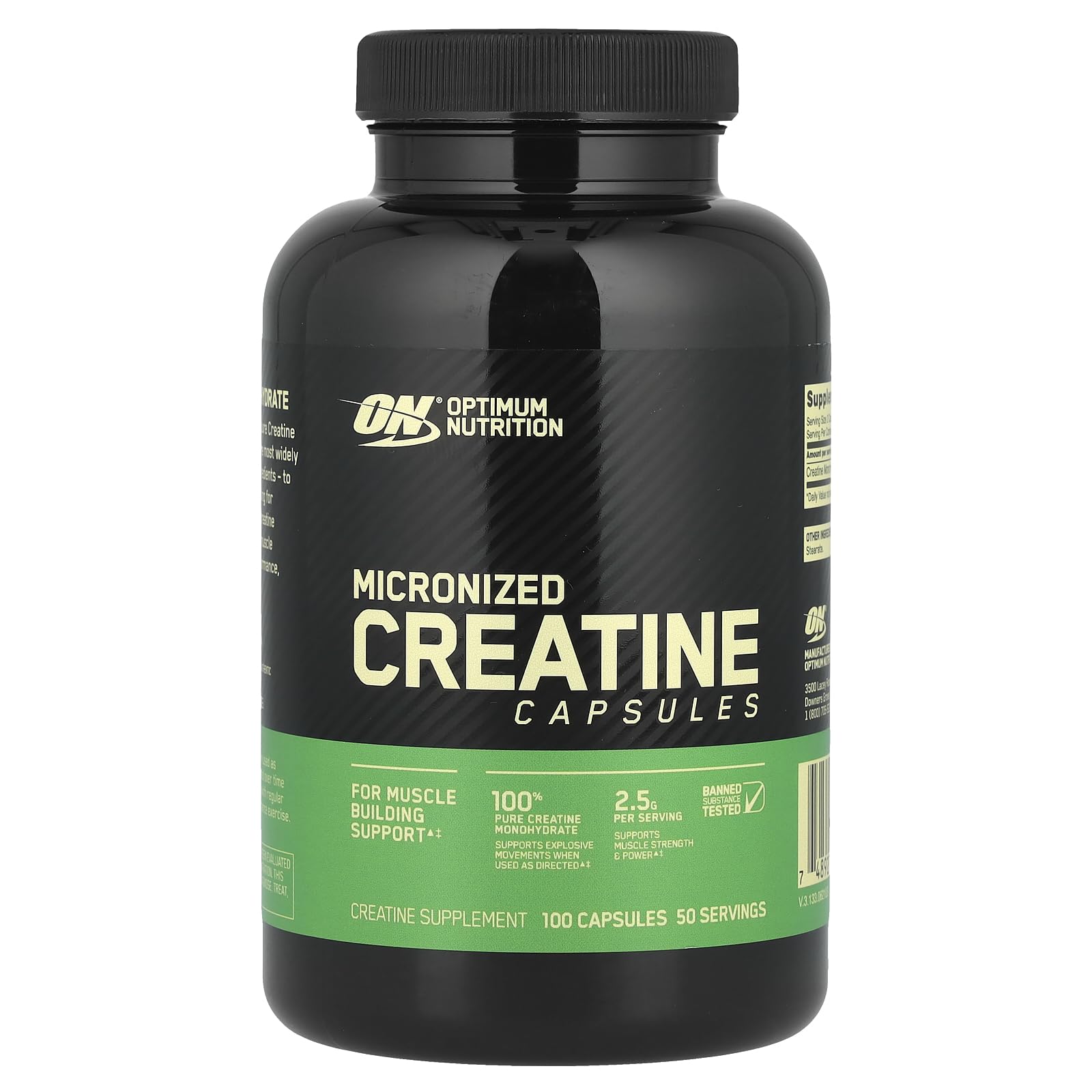 Optimum Nutrition Micronized Creatine Capsules - 100 Cap for Strength & Power