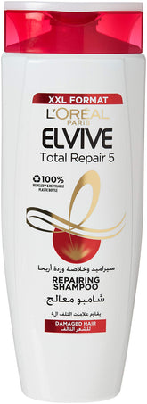 L'Oréal Paris Elvive Total Repair 5 Shampoo 600 ml, Damaged Hair Repair, Deep Hydration