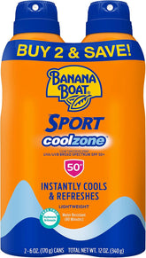 Banana Boat Sport Cool Zone Sunscreen SPF 50 Spray (Twin Pack)