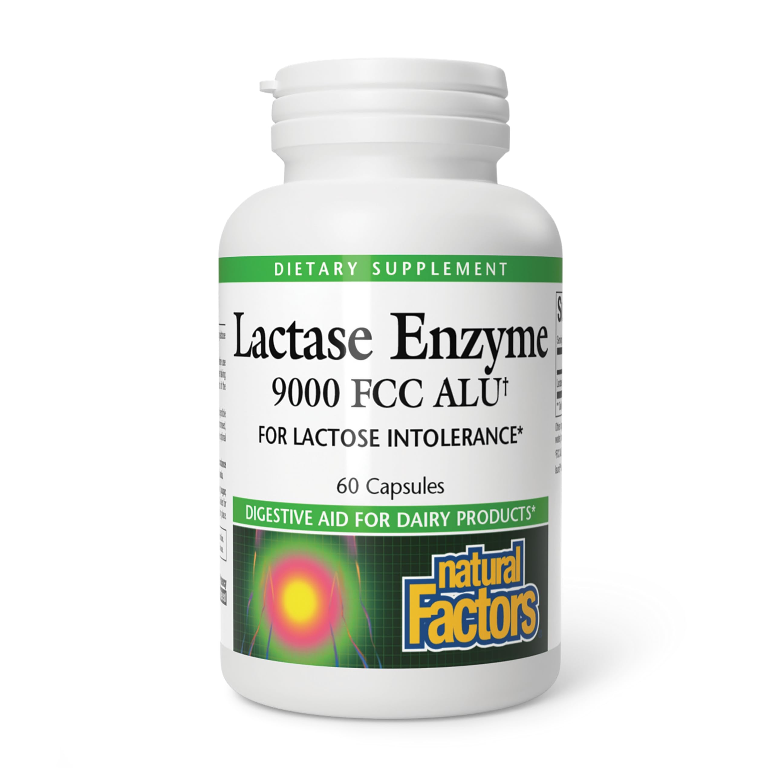 Natural Factors Lactase Enzyme 9000 FCC ALU 60 Capsules - Dairy Digestive Support for Lactose Intolerance