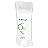 Dove 0% Aluminum Deodorant Stick, Cucumber & Green Tea, 2.6oz