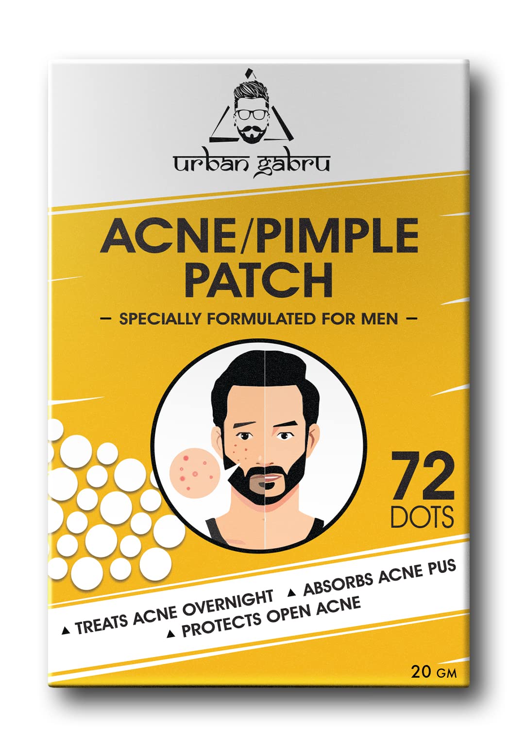 Urbangabru Acne Pimple Patch - 72 Invisible Facial Stickers with Hydrocolloid for Overnight Absorption