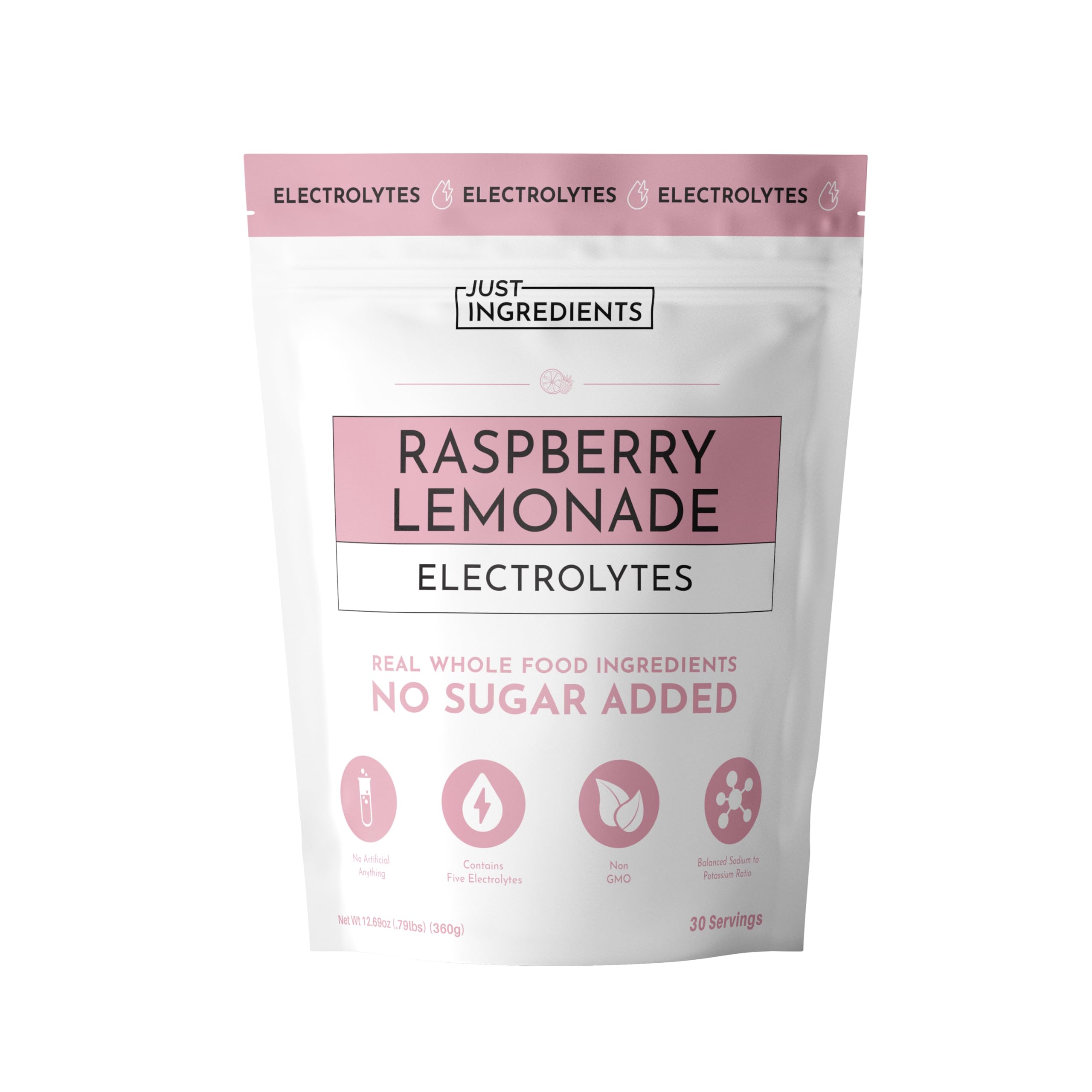 JUST INGREDIENTS Raspberry Lemonade Electrolytes - Natural Hydration Drink Mix