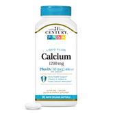 21st Century Liquid Filled Calcium 1200mg + D3 - 90 Softgels for Bone Health