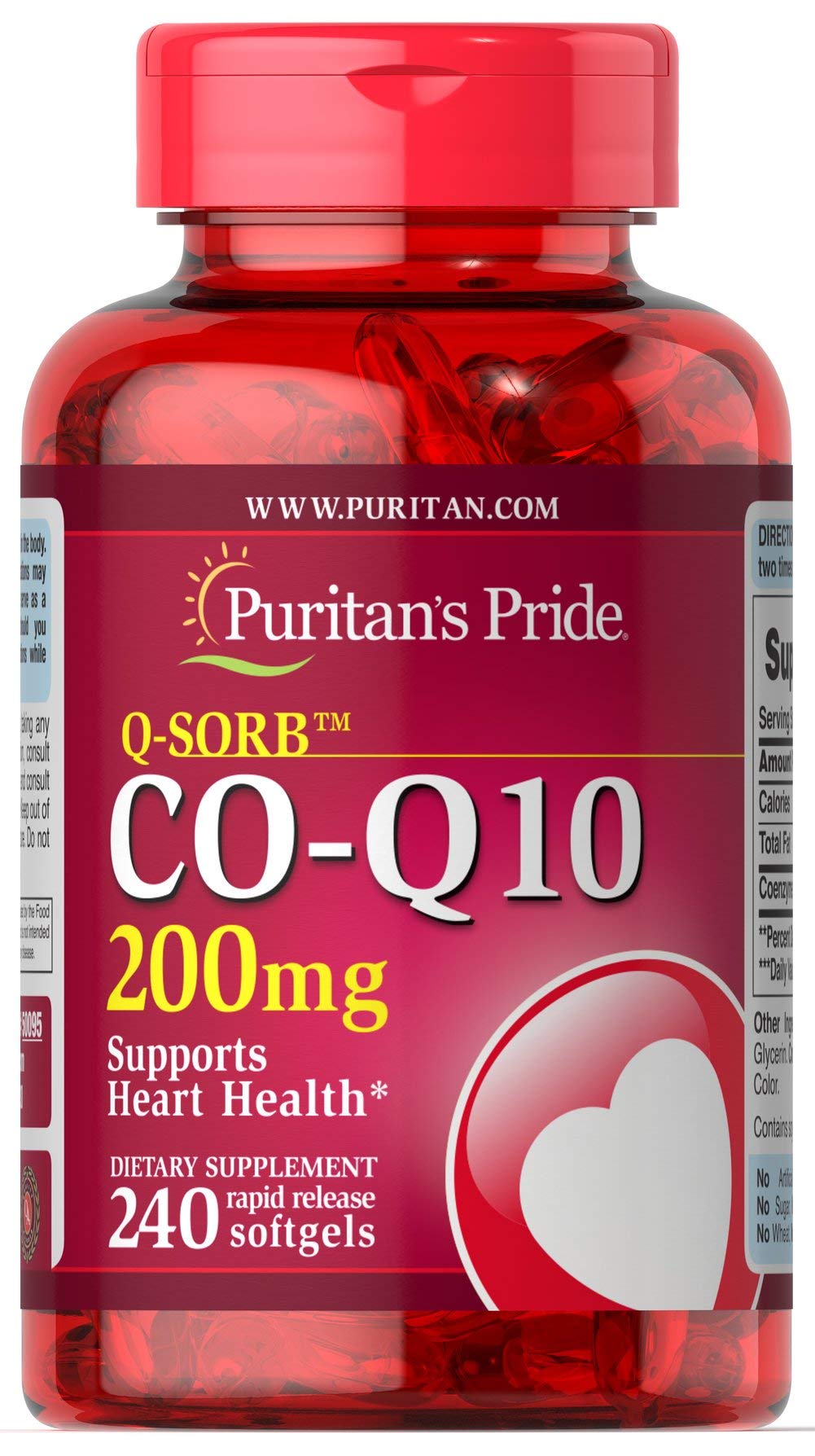 Puritans Pride Q Sorb CoQ10 200 Mg Softgels - Antioxidant Support 240 Count
