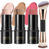 Hilareco 3 Pcs Cream Contour Kit with Highlighter, Blush & Bronzer