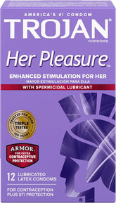 Trojan Her Pleasure Sensations Lubricated Condoms - 12 Count