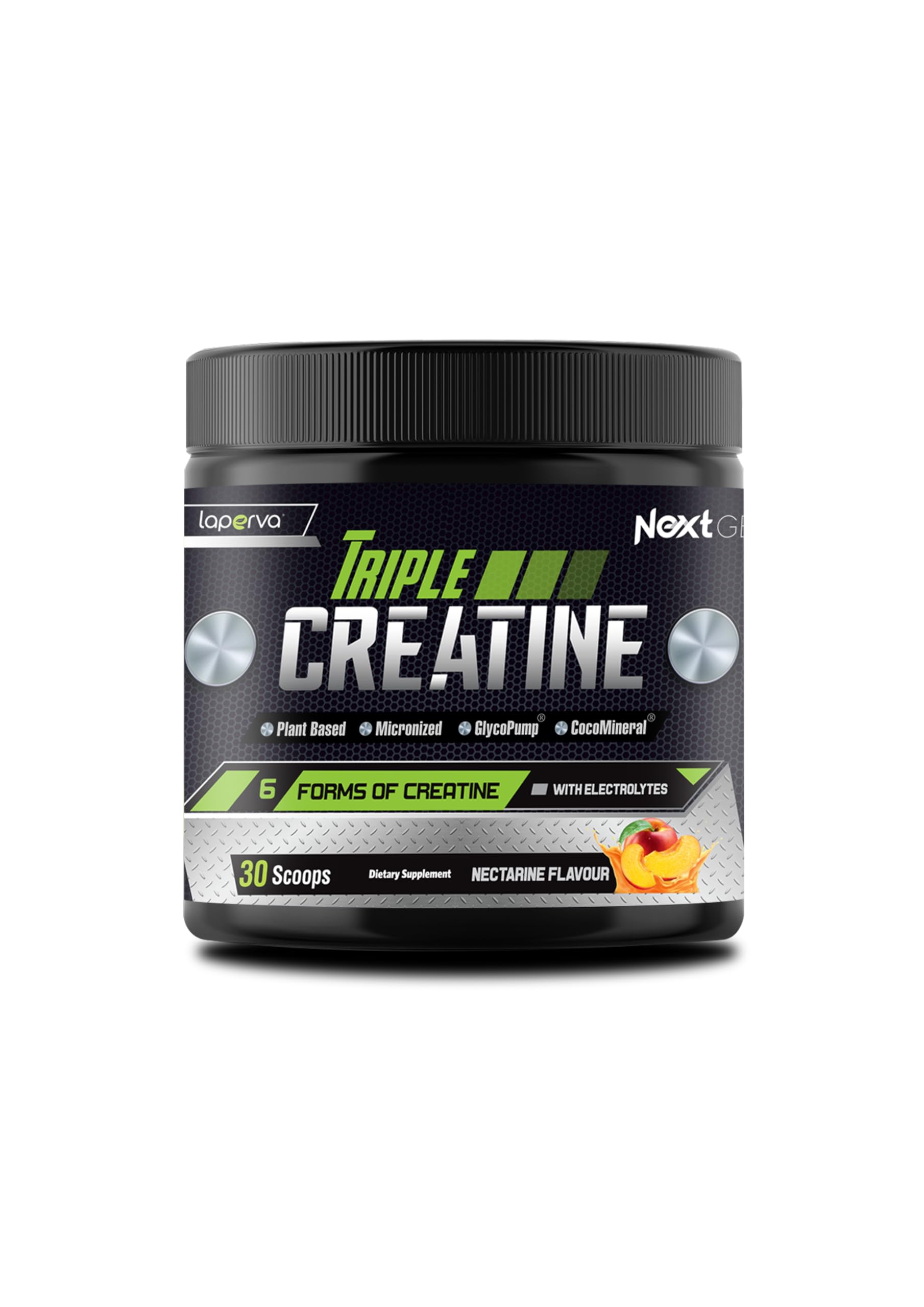 Laperva Creatine 5000mg - Triple Creatine for Muscle Mass & Strength (Nectarine, 30 Servings)