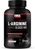 Force Factor L-Arginine Supplement, 3000mg, Nitric Oxide, 150 Capsules