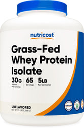 Nutricost Grass-Fed Whey Protein Isolate - Unflavored - rBGH Free - 5lb
