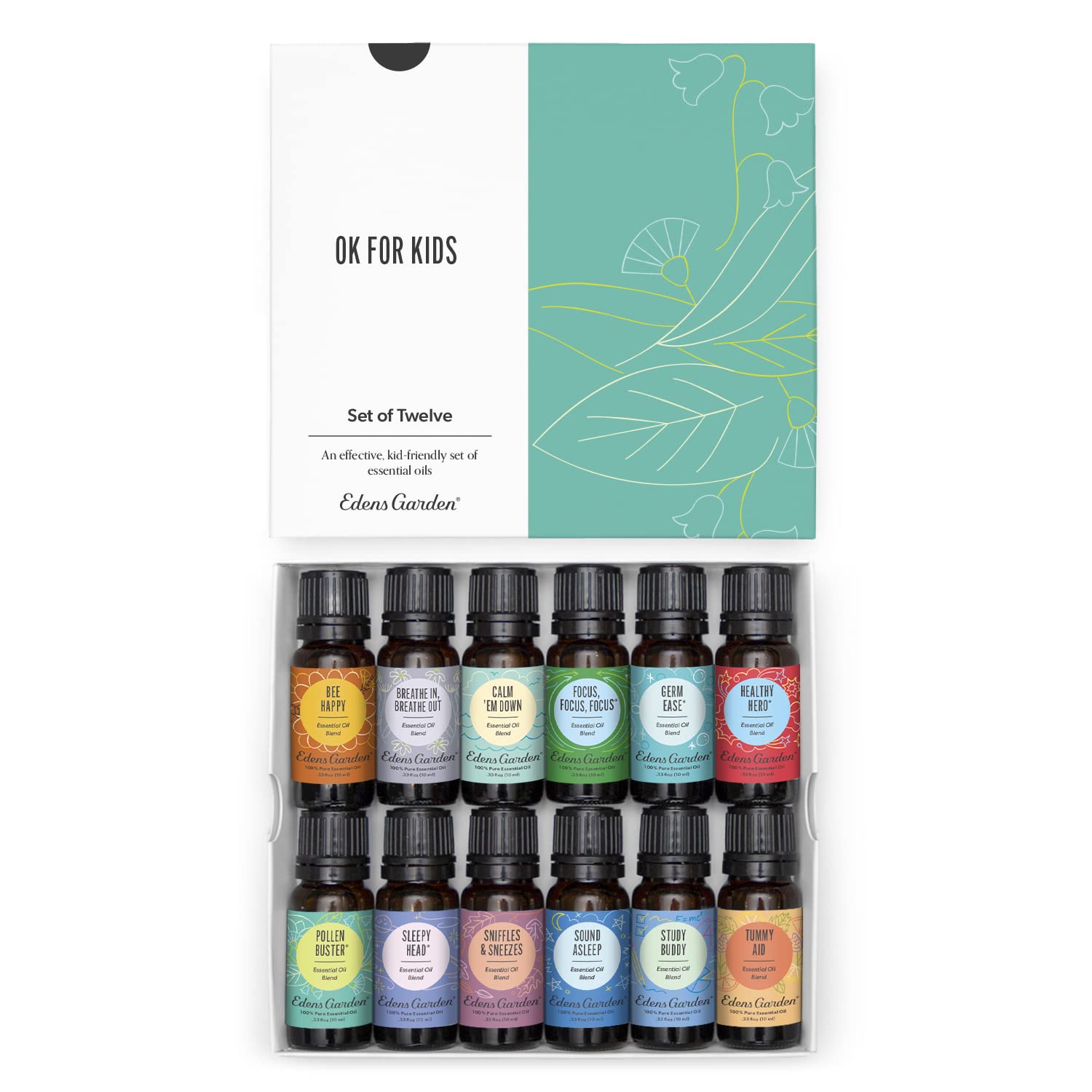 Edens Garden Kid Safe Essential Oil 12-Pack Synergy Blend Set | Aromatherapy Starter Kit