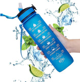 32oz Motivational Water Bottle with Time Marker - Leak-Proof BPA-Free Sports Bottle with Removable Strainer & Carrying Strap