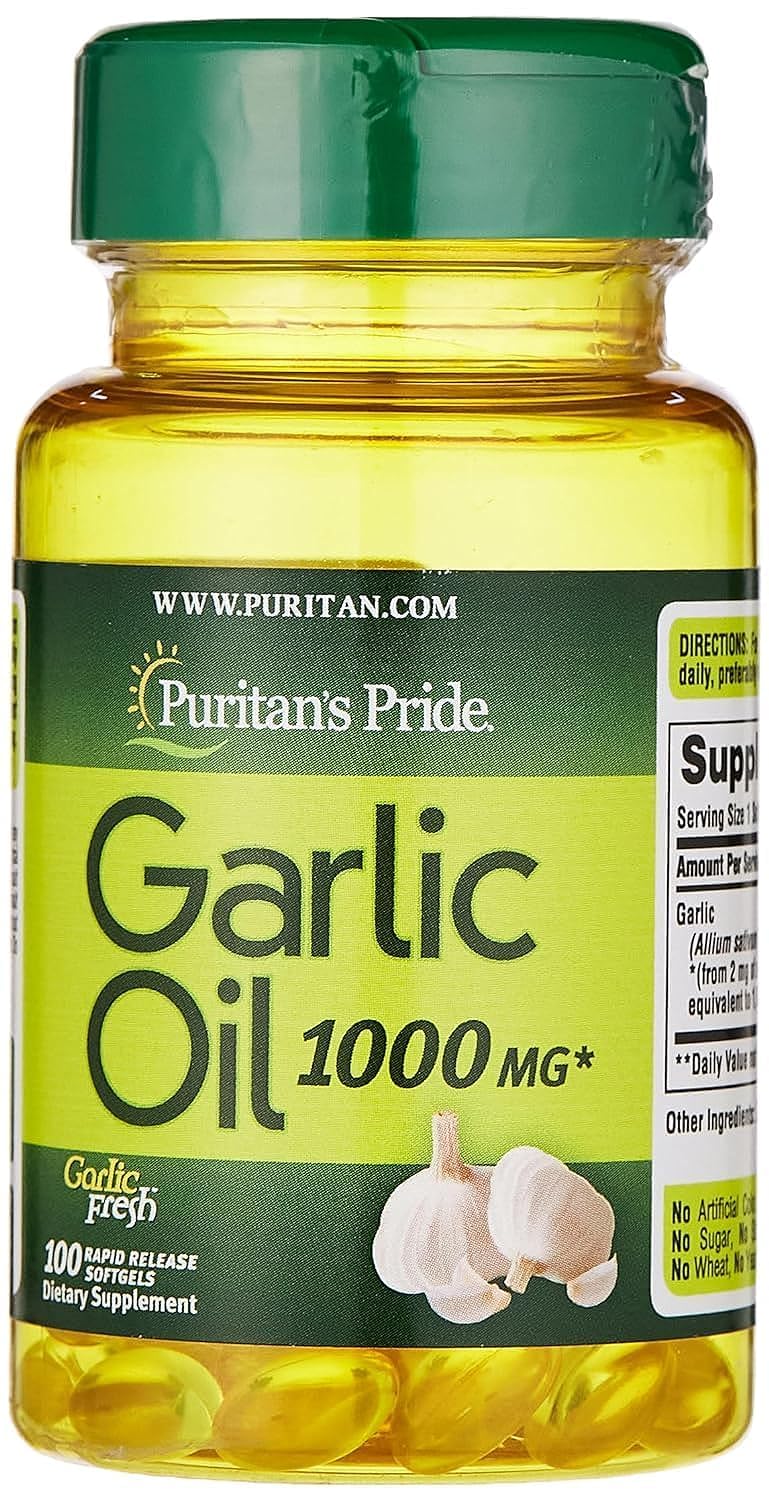 Puritans Pride Garlic Oil Supplement - 1000mg, 100 Softgels