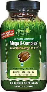 Irwin Naturals Mega B Complex with Quick Energy MCTs: 60 Liquid Soft-Gels