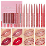 12 Colors Matte Lip Liner Lipstick Set One Step Lips Makeup Kit Velvet Nude Collection