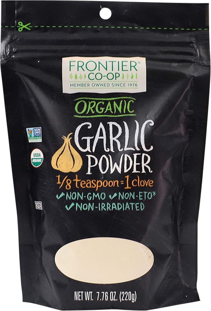 Frontier Co-op Organic Garlic Powder - Kosher Certified | 7.76 oz Resealable Bag | Allium sativum L.