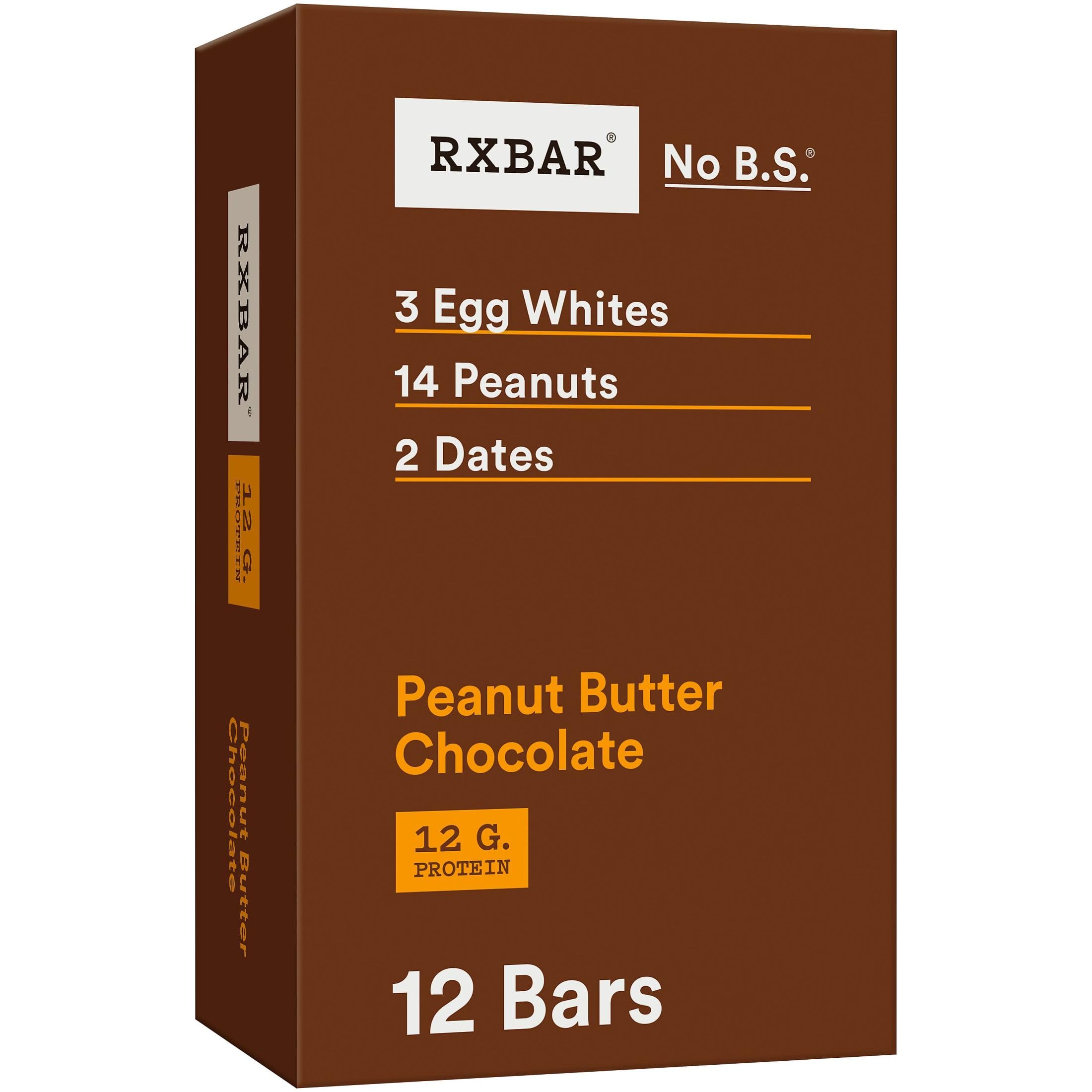 RXBAR Peanut Butter Chocolate – 52g, 12 Count | Protein-Packed Snack Bars