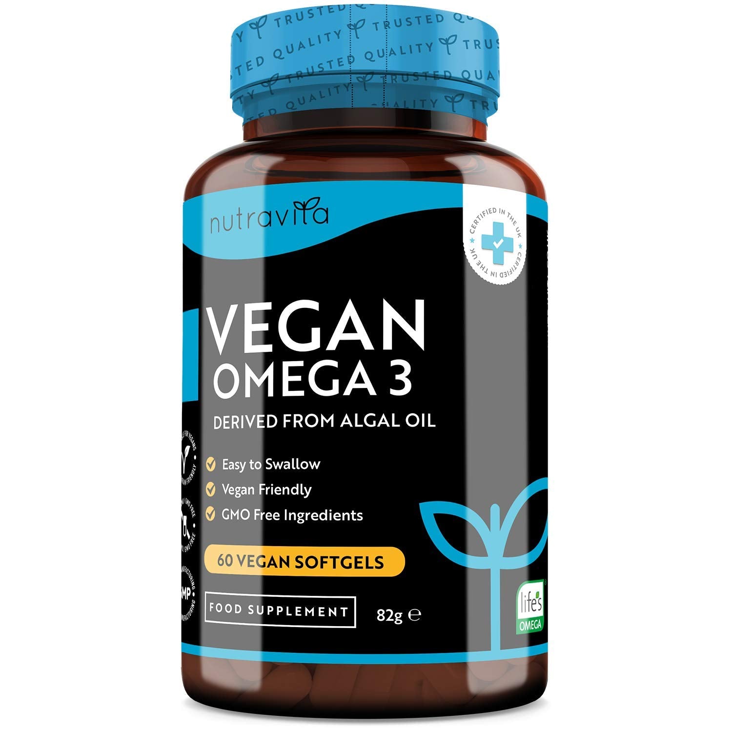 Nutravita Vegan Omega-3 Algal Oil (600mg DHA, 300mg EPA) - 60 Softgels