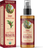 Badger Ginger Arnica Cayenne Warming Massage Oil for Muscle Relief