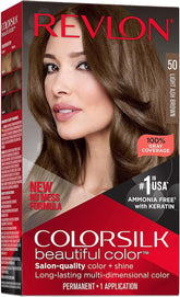 Revlon ColorSilk with Bond Repair Complex, Permanent Hair Color, 100% Gray Coverage, Ammonia Free Hair Dye, Vegan Keratin, 50 Light Ash Brow