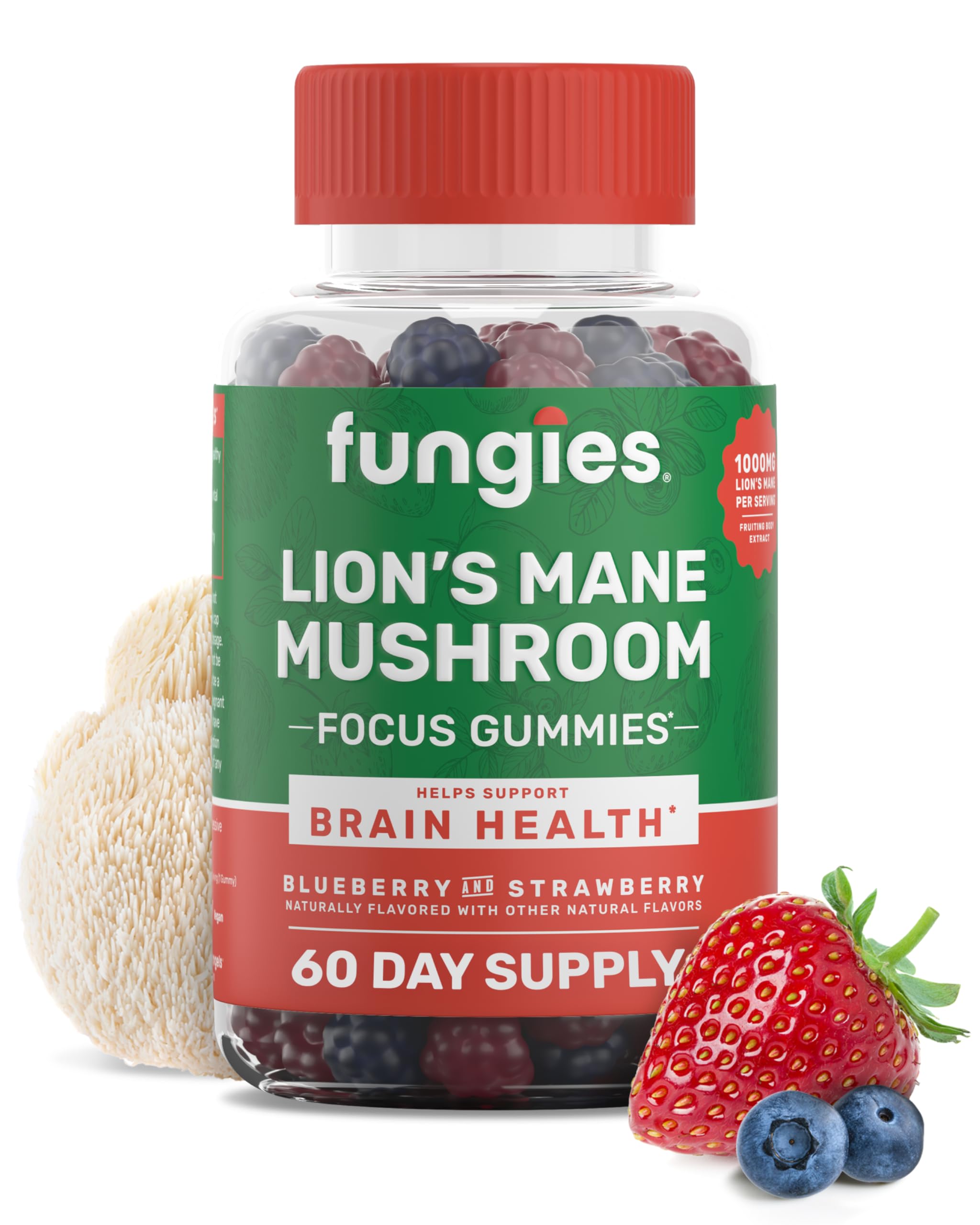 Fungies Lion'S Mane Mushroom Brain Health Gummies (60 Count) - Focus, Memory & Mood Support