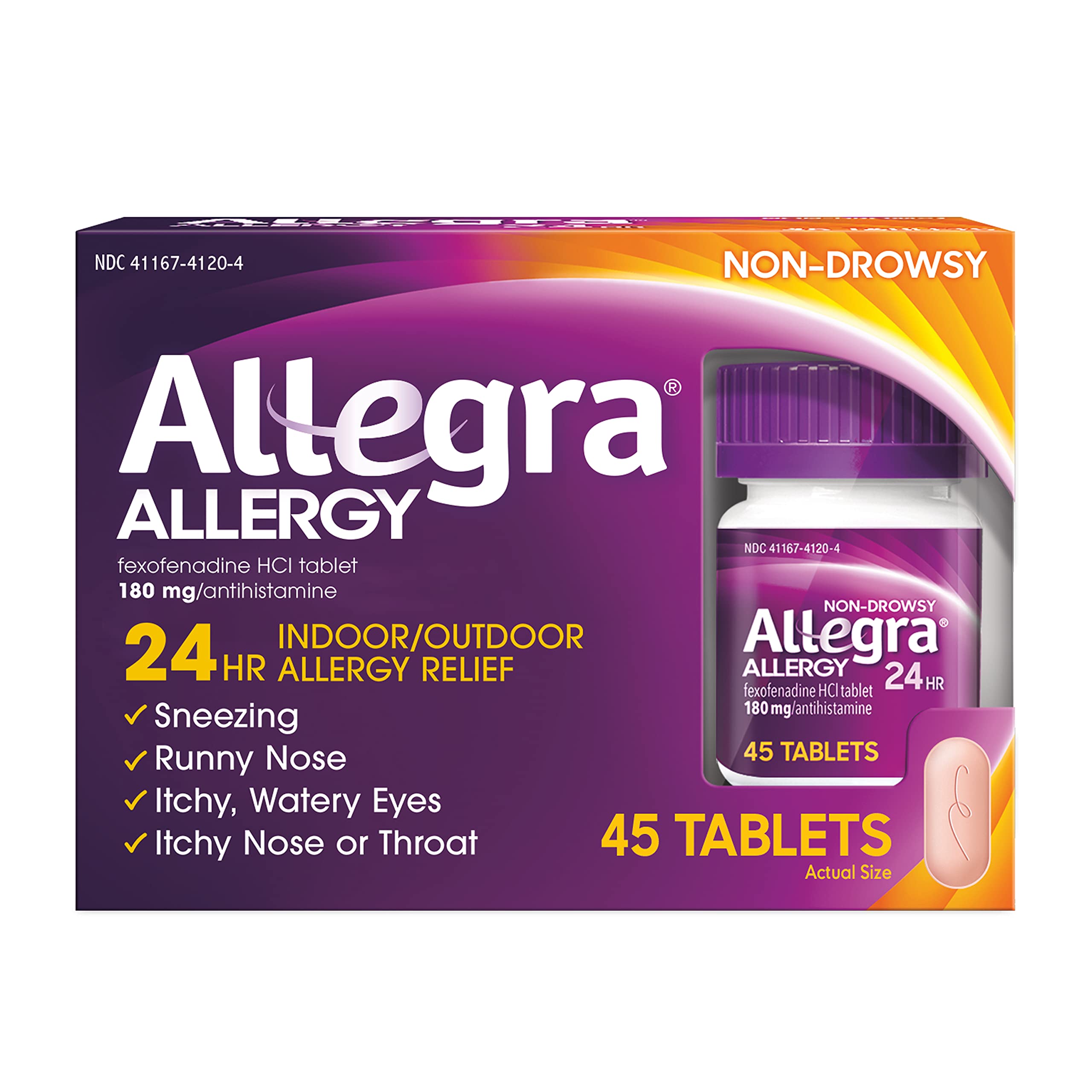 Allegra Adult 24 Hour Allergy Relief Tablets - 45 Count Fast-Acting Antihistamine