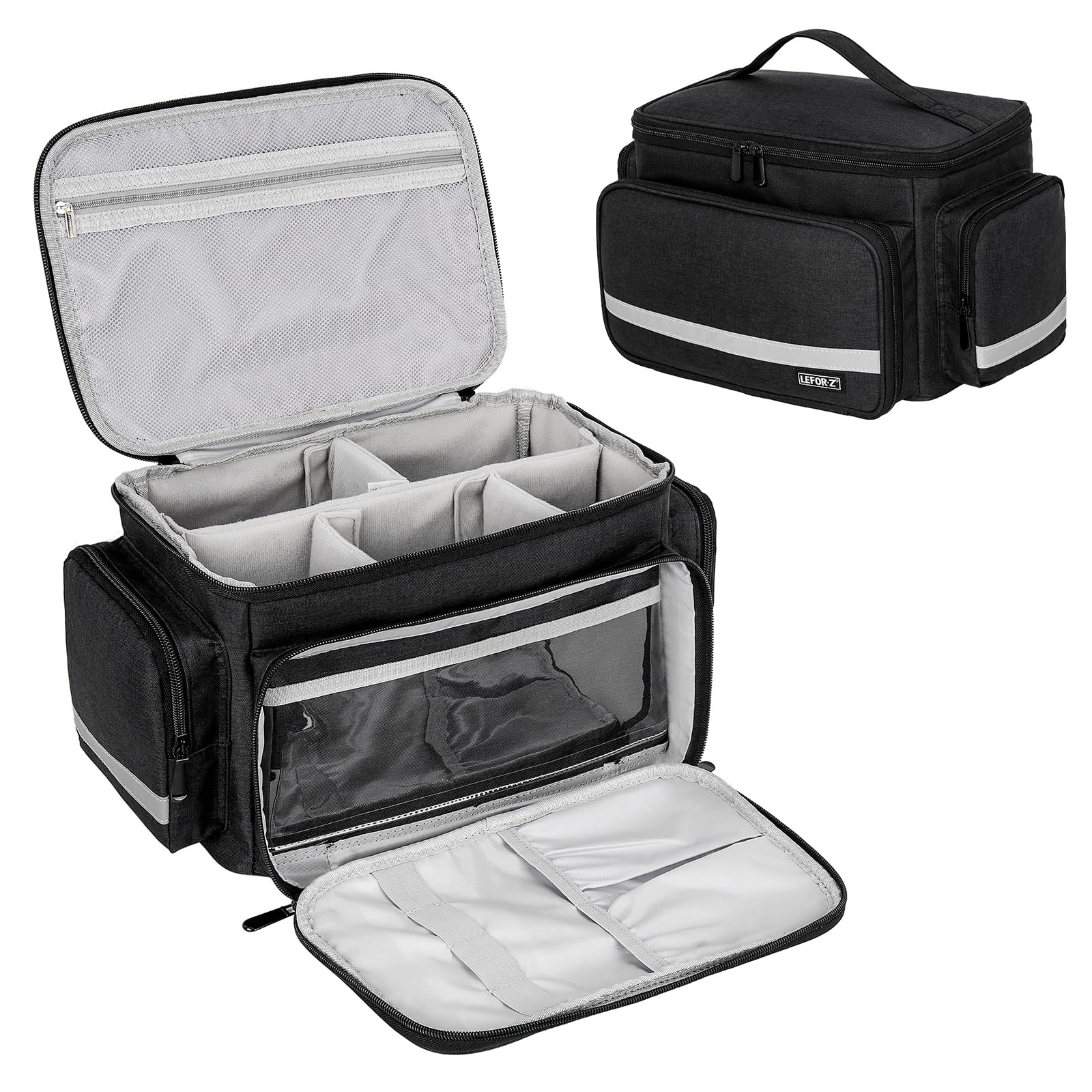 Premium First Aid Bag Empty - Medicine Storage Organizer with Detachable Divider - Emergency Medical Supplies Bag for Home & Travel - Black