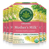 Traditional Medicinals Organic Mother's Milk Tea - Fennel & Fenugreek - Caffeine Free - 16 Tea Bags (Pack of 6)