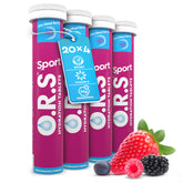 O.R.S Sport Hydration Tablets with Electrolytes - Vegan, Gluten and Lactose Free - Soluble Sports Oral Rehydration with Natural Mixed Berry Flavour - Low Calorie - 80 Tablets (Pack of 4)