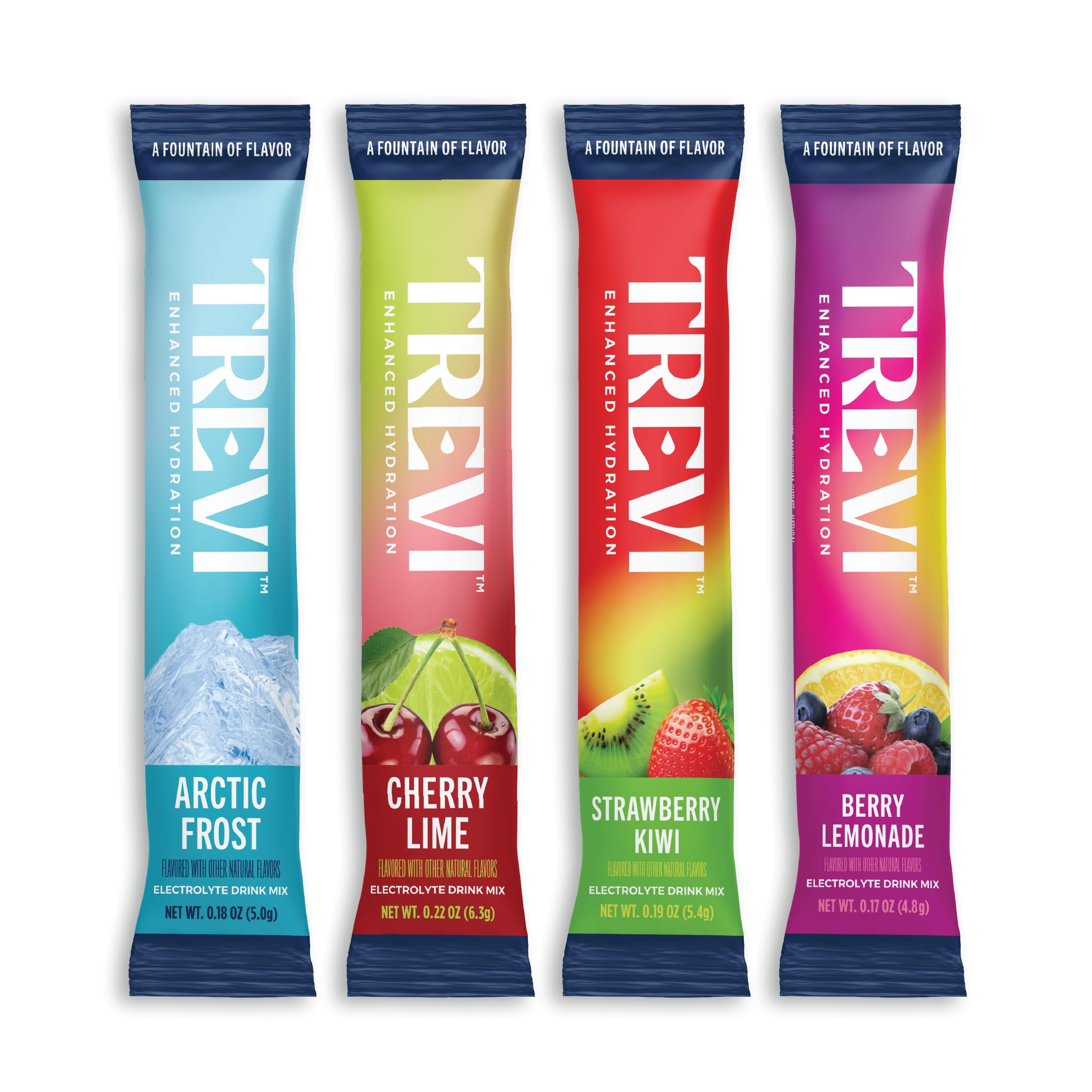 TREVI Sugar Free Electrolytes - Hydrating Drink Powder Packets - 28 Count - Favorite Variety Pack - Cherry Lime, Strawberry Kiwi, Berry Lemonade, Arc