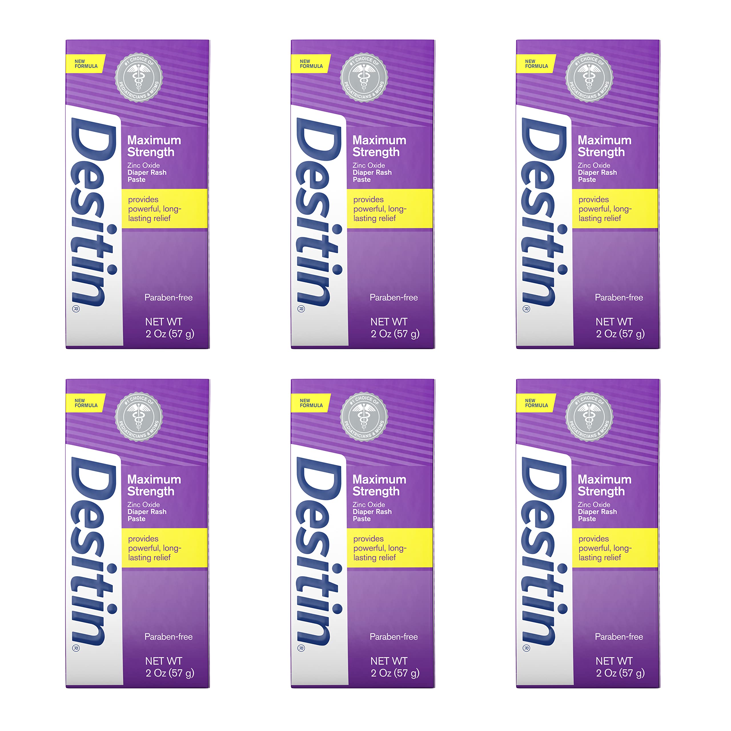 Desitin Maximum Strength Baby Diaper Rash Cream 2 oz (Pack of 6) - Travel Size Protection