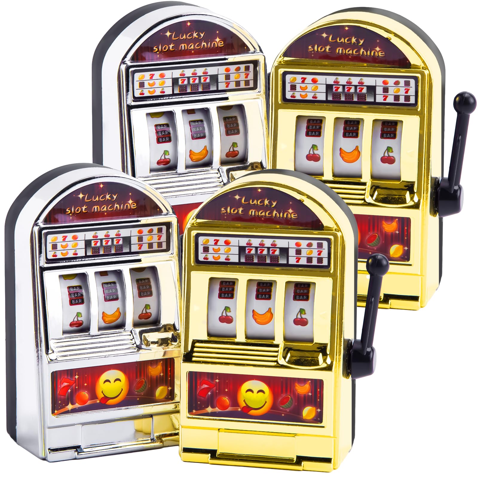 BigOtters Mini Slot Machine Toy – 4PCS Lucky Bank for Vegas Night Party Decor