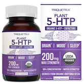 Triquetra Health Organic 5HTP 200mg with Vitamin B6 and Lion's Mane - 99% Concentration Water Extract