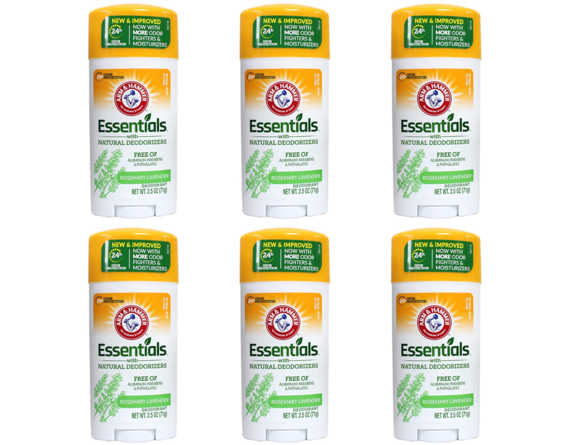 ARM & HAMMER Essentials Fresh Natural Deodorant - Pack of 6 (2.5 oz Each)