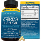 Triple Strength Omega 3 Fish Oil 2500mg - 180 Pescatarian-Friendly Capsules
