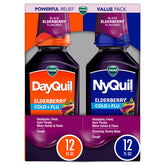 Vicks DayQuil & NyQuil Elderberry Flavor Cold & Flu Multi-Symptom Relief (2x12oz)