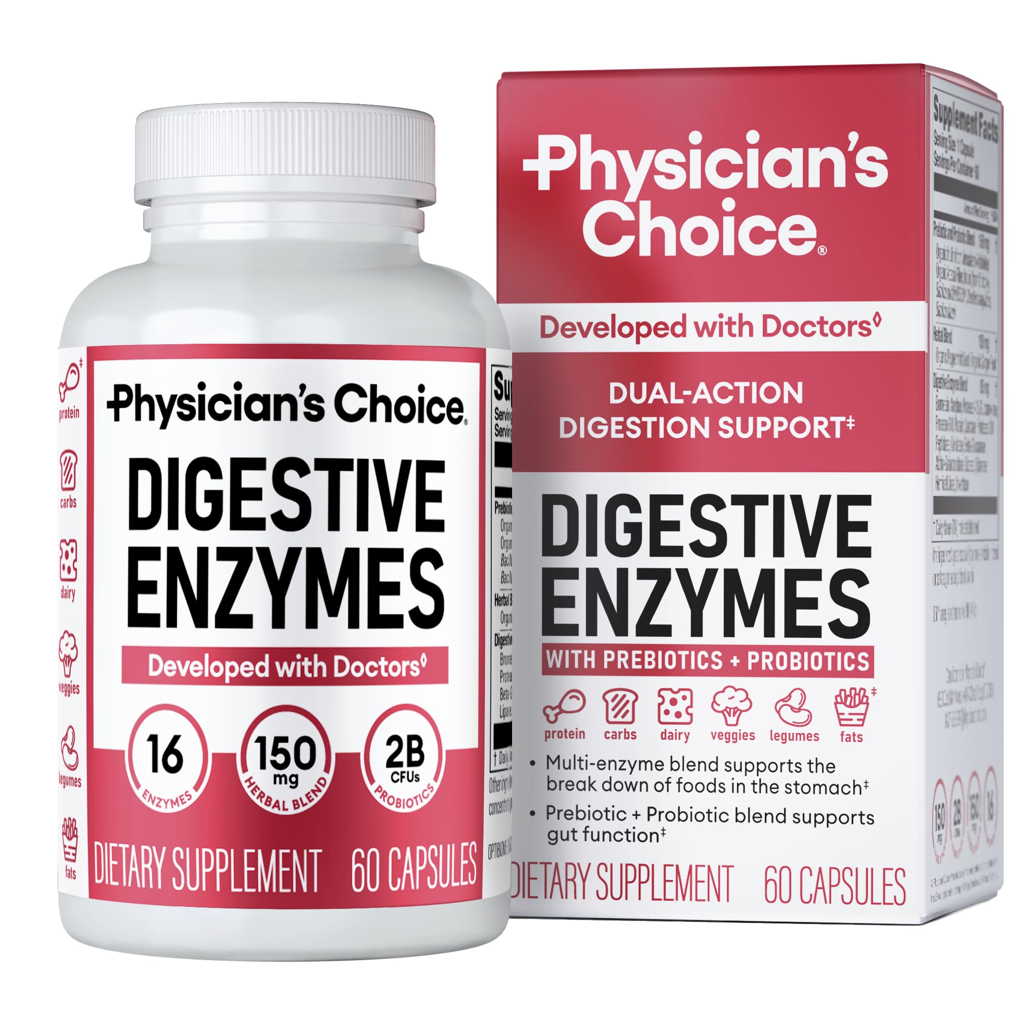Physician's Choice Digestive Enzymes - Multi Enzymes with Organic Prebiotics & Probiotics