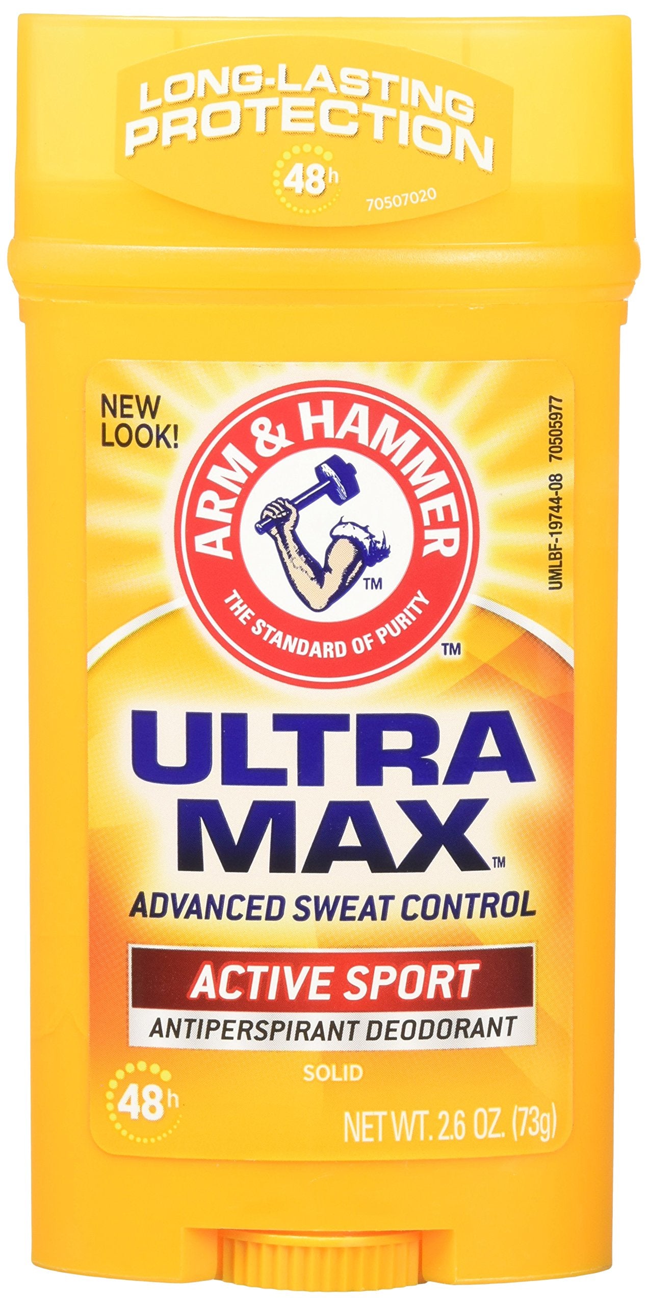 ARM & HAMMER Ultra Max Invisible Solid Wide Stick Antiperspirant Deodorant, Active Sport - 2.6 oz