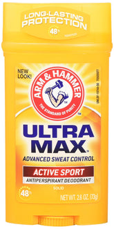 ARM & HAMMER Ultra Max Invisible Solid Wide Stick Antiperspirant Deodorant, Active Sport - 2.6 oz