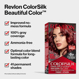Revlon ColorSilk with Bond Repair Complex, Permanent Hair Color, 100% Gray Coverage, Ammonia Free Hair Dye, Vegan Keratin, 32 Dark Mahogany Brown