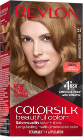 REVLON Colorsilk Beautiful Color Permanent Hair Color, Long-Lasting High-Definition Color, Shine & Silky Softness with 100% Gray Coverage, Ammonia Free, 057 Lightest Golden Brown