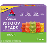 Atkins Endulge Sour Gummy Bears - Low Sugar Keto Candy, 6 Count Pack